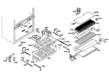 Freezer Assy Diagram and Parts List for T36IT71NNP 22 Thermador Refrigerator