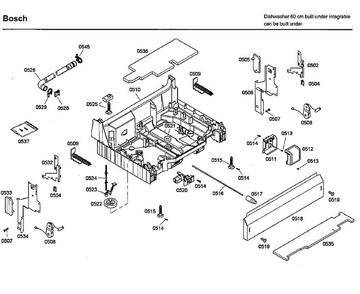 Base Diagram and Parts List for SHX46L15UC 52 Bosch Dishwasher