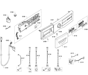 Control Panel Diagram and Parts List for WFVC6450UC 22 Bosch Washer