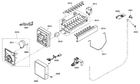 Ice Maker Diagram and Parts List for KBUIT4265E 01 Thermador Refrigerator