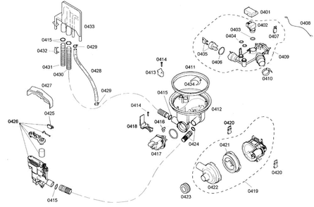 Pump Diagram and Parts List for SHE44C02UC 46 Bosch Dishwasher