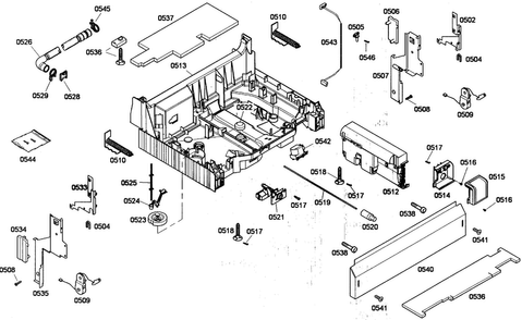 Base Assy Diagram and Parts List for SHV68P03UC 53 Bosch Dishwasher