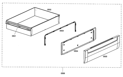 Drawer Assy Diagram and Parts List for HES345U 01 Bosch Range
