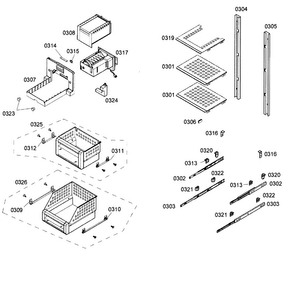 Shelfs Diagram and Parts List for T18ID80NLP 43 Thermador Freezer