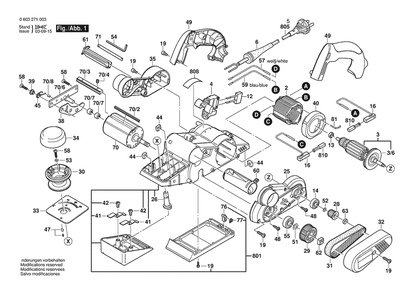 Section 1 Diagram and Parts List for PHO30-82 0603271032 Bosch Planer Jointer