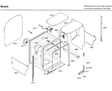 Frame Diagram and Parts List for SHV68M03UC 50 Bosch Dishwasher