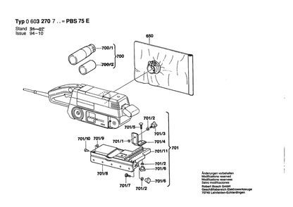 Section 2 Diagram and Parts List for PBS75E 0603270750 Bosch Belt or Drum Sander
