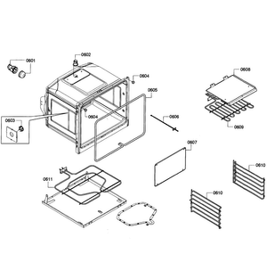 Oven Assy Diagram and Parts List for HBN3550UC 09 Bosch Wall Oven