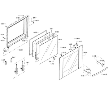 Door Upper Diagram and Parts List for HBN5650UC 10 Bosch Wall Oven