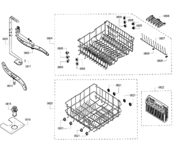 Racks Diagram and Parts List for SHX33RF5UC 64 Bosch Dishwasher