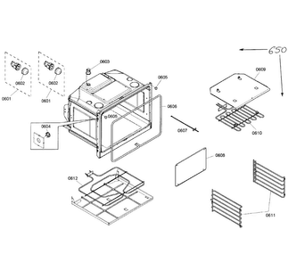 Lower Oven Diagram and Parts List for HBL5620UC 03 Bosch Wall Oven