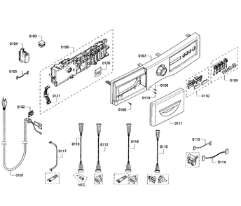 Control Panel Diagram and Parts List for WFVC5400UC 20 Bosch Washer