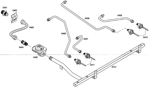 Gas Supply Diagram and Parts List for PRD304EG 02 Thermador Range