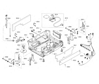 Base Diagram and Parts List for SHE65T52UC 02 Bosch Dishwasher