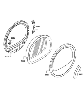 Door Assy Diagram and Parts List for WTE86300US 08 Bosch Dryer