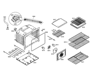 Cabinet/burner/broil Diagram and Parts List for HES7062U 01 Bosch Range