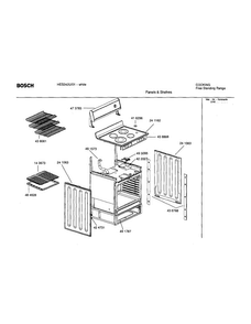Panels And Shelves Diagram and Parts List for HES242U 01 Bosch Range