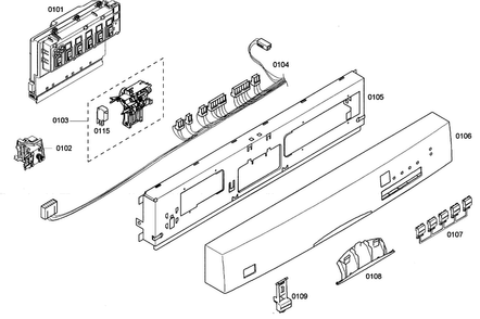 Control Panel Diagram and Parts List for SHE43M06UC 50 Bosch Dishwasher