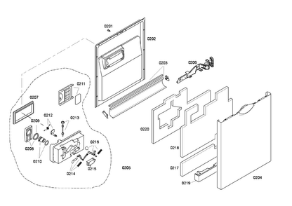 Door Assy Diagram and Parts List for SHE45C05UC 48 Bosch Dishwasher