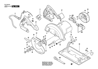 Bosch 5485 (F012548501) Diagram and Parts List for 5485 F012548501 Bosch Circular Saw