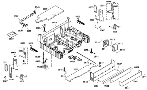 Base Assy Diagram and Parts List for SHE55M15UC 59 Bosch Dishwasher