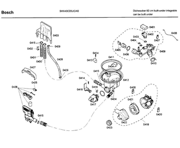 Pump Diagram and Parts List for SHX43C05UC 40 Bosch Dishwasher