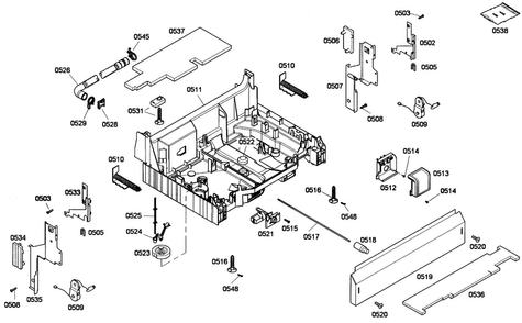 Base Assy Diagram and Parts List for SHE43F16UC 56 Bosch Dishwasher