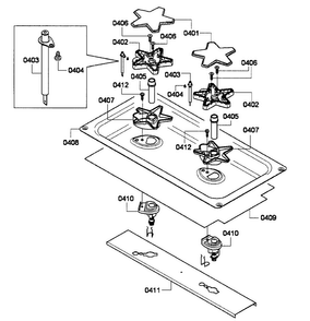 Burner Right Diagram and Parts List for PCG486GD 02 Thermador Cooktop