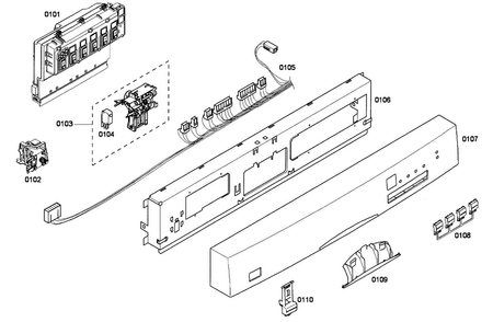 Control Panel Diagram and Parts List for SHE45C02UC 48 Bosch Dishwasher
