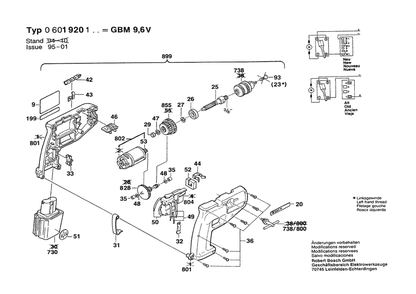 Section 1 Diagram and Parts List for 0601920127  Bosch Cordless Drill