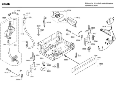 Base Diagram and Parts List for SHX7ER55UC 55 Bosch Dishwasher