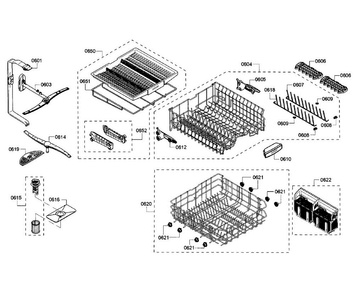 Racks Section Diagram and Parts List for SHP65TL6UC 01 Bosch Dishwasher
