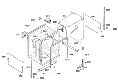 Base & Frame Diagram and Parts List for SHI66A05UC 23 Bosch Dishwasher