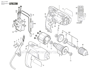 Page A Diagram and Parts List for 1005VSRK 0601144562 Bosch Electric Drill