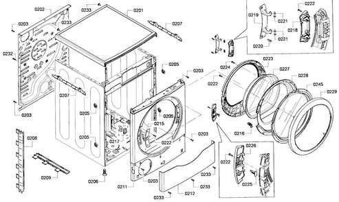 Cabinet Assy Diagram and Parts List for WTVC3300US 09 Bosch Dryer