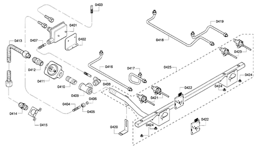Gas Supplay Diagram and Parts List for PRL304GH-01  Thermador Range