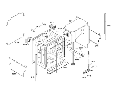 Cabinet Assy Diagram and Parts List for SHE45C05UC 50 Bosch Dishwasher