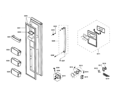 Freezer Door Diagram and Parts List for B20CS51SNS 01 Bosch Refrigerator