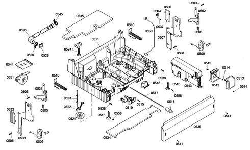 Base Assy Diagram and Parts List for DWHD630GPR 53 Thermador Dishwasher