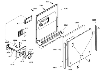 Door Diagram and Parts List for SGV45E03UC 18 Bosch Dishwasher