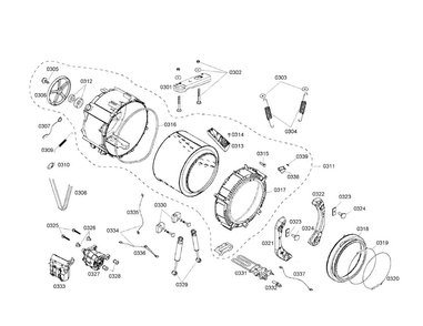 Drum/tub Diagram and Parts List for WFMC2201UC 02 Bosch Washer