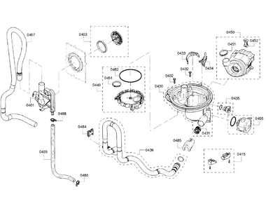 Pump Section Diagram and Parts List for SHX5AV55UC 22 Bosch Dishwasher