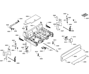 Base Assy Diagram and Parts List for SHE55P05UC 61 Bosch Dishwasher