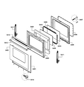 Door Assy Diagram and Parts List for HES3023U 06 Bosch Range