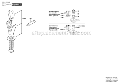 Page B Diagram and Parts List for 11235EVS 0611235839 Bosch Demolition Hammer