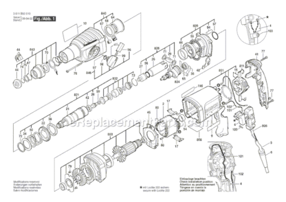 Page A Diagram and Parts List for 11250VSRD 3611B50510 Bosch Demolition Hammer