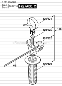 Page B Diagram and Parts List for 11255VSR 0611255539 Bosch Demolition Hammer