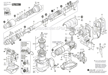 Page A Diagram and Parts List for 11321EVS 3611C21010 Bosch Demolition Hammer
