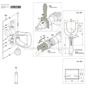 Page B Diagram and Parts List for 11321EVS 3611C21010 Bosch Demolition Hammer