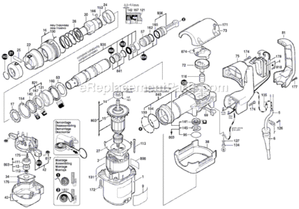 Page A Diagram and Parts List for 11387 0611387039 Bosch Demolition Hammer